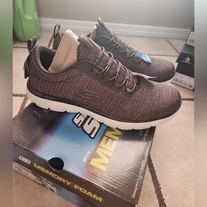 Skechers Brown Sneakers with Cushioned Sole and Knit Upper